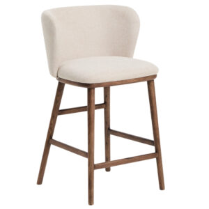 Kave Home B&eacute;žov&aacute; barov&aacute; židle Ciselia 65 cm s ořechovou podnož&iacute;