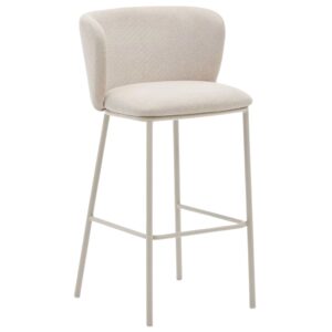 Kave Home B&eacute;žov&aacute; barov&aacute; židle Ciselia 75 cm s b&eacute;žovou podnož&iacute;