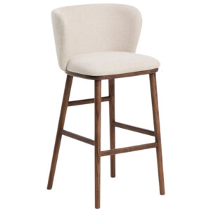 Kave Home B&eacute;žov&aacute; barov&aacute; židle Ciselia 75 cm s ořechovou podnož&iacute;