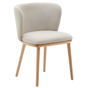 Kave Home B&eacute;žov&aacute; j&iacute;deln&iacute; židle Ciselia s dřevěnou podnož&iacute;