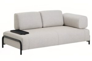 Kave Home B&eacute;žovo&scaron;ed&aacute; dvoum&iacute;stn&aacute; pohovka Compo 200 cm s mal&yacute;m stolkem