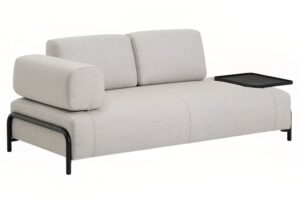 Kave Home B&eacute;žovo&scaron;ed&aacute; dvoum&iacute;stn&aacute; pohovka Compo 200 cm s velk&yacute;m stolkem