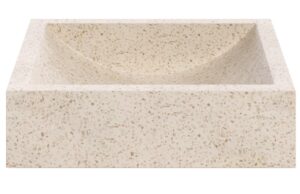 Kave Home B&iacute;l&eacute; hranat&eacute; terrazzo umyvadlo na desku Delina 45 x 40 cm