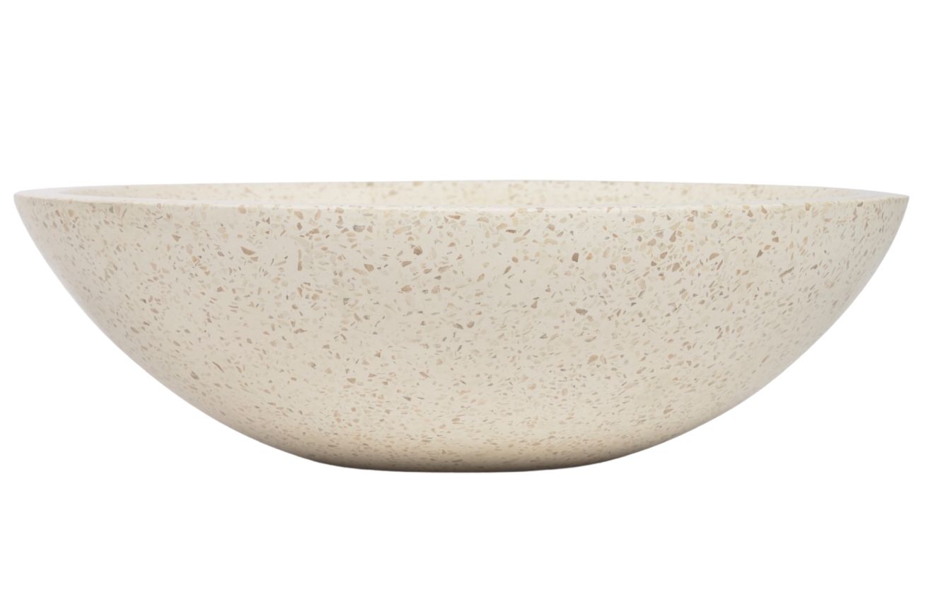 Kave Home Bílé kulaté terrazzo umyvadlo na desku Delina 40 cm