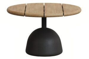 Kave Home Dřevěn&yacute; zahradn&iacute; stolek Saura 55 cm s černou podnož&iacute;