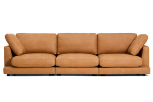 Kave Home Hněd&aacute; kožen&aacute; čtyřm&iacute;stn&aacute; pohovka Gala 300 cm