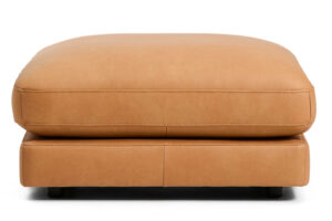 Kave Home Hněd&aacute; kožen&aacute; podnožka Gala 90 x 90 cm