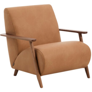 Kave Home Hněd&eacute; kožen&eacute; křeslo Meghan