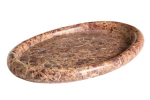 Kave Home Hněd&yacute; mramorov&yacute; t&aacute;c Lenorel 43 x 28 cm