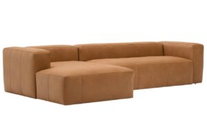 Kave Home Kožen&aacute; rohov&aacute; pohovka Blok 330 cm