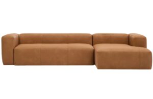 Kave Home Kožen&aacute; rohov&aacute; pohovka Blok 330 cm