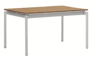 Kave Home Rozkl&aacute;dac&iacute; zahradn&iacute; stůl z polywoodu Canyelles 140/200 x 90 cm s &scaron;edou podnož&iacute;