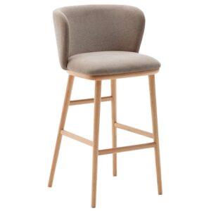 Kave Home Světle hněd&aacute; barov&aacute; židle Ciselia 75 cm s dřevěnou podnož&iacute;