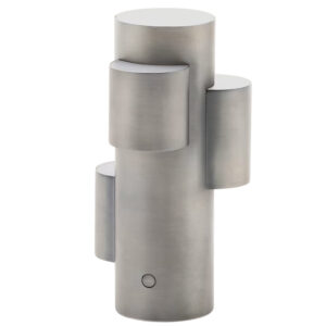 Kave Home Světle &scaron;ed&aacute; kovov&aacute; nab&iacute;jec&iacute; LED lampa Adrina