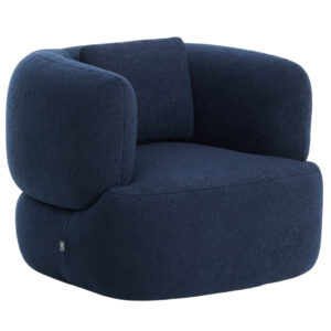 Kave Home Tmavě modr&eacute; boucl&eacute; otočn&eacute; křeslo Martina