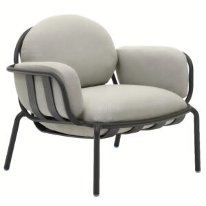 Kave Home Tmavě &scaron;ed&eacute; hlin&iacute;kov&eacute; zahradn&iacute; křeslo Joncols II. s pol&scaron;t&aacute;ři