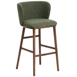 Kave Home Zelen&aacute; barov&aacute; židle Ciselia 75 cm s ořechovou podnož&iacute;