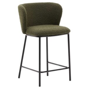 Kave Home Zelen&aacute; boucl&eacute; barov&aacute; židle Ciselia 65 cm