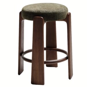 Kave Home Zelen&aacute; ořechov&aacute; barov&aacute; židle Granite II. 65 cm