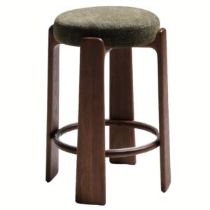 Kave Home Zelen&aacute; ořechov&aacute; barov&aacute; židle Granite II. 75 cm