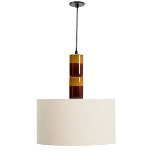 Kave Home Žluto-hněd&eacute; keramick&eacute; z&aacute;věsn&eacute; světlo Mavran 45 cm