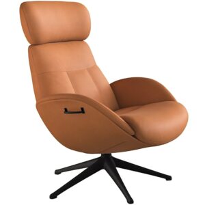 Koňakově hněd&eacute; kožen&eacute; lounge křeslo FLEXLUX ELEGANT