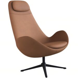 Koňakově hněd&eacute; kožen&eacute; lounge křeslo FLEXLUX GHOST HIGH