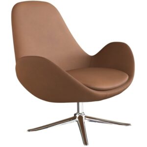 Koňakově hněd&eacute; kožen&eacute; lounge křeslo FLEXLUX GHOST LOW