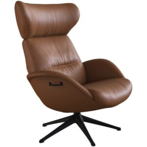 Koňakově hněd&eacute; kožen&eacute; lounge křeslo FLEXLUX MORE II.
