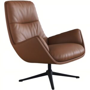 Koňakově hněd&eacute; kožen&eacute; lounge křeslo FLEXLUX MORO