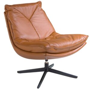 Koňakově hněd&eacute; kožen&eacute; otočn&eacute; křeslo Angel Cerd&aacute; No. 5096
