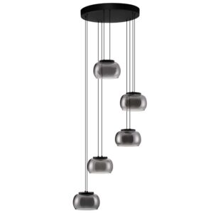 Kouřově &scaron;ed&eacute; skleněn&eacute; z&aacute;věsn&eacute; LED světlo Nova Luce Bios 52 cm