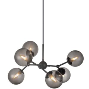 Kouřově &scaron;ed&eacute; skleněn&eacute; z&aacute;věsn&eacute; světlo Halo Design Atom 57 cm