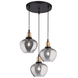 Kouřově &scaron;ed&eacute; skleněn&eacute; z&aacute;věsn&eacute; světlo Nova Luce Cedro 35 cm