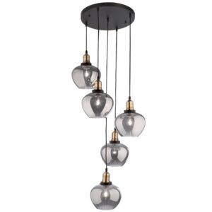 Kouřově &scaron;ed&eacute; skleněn&eacute; z&aacute;věsn&eacute; světlo Nova Luce Cedro 50 cm