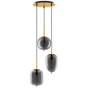 Kouřově &scaron;ed&eacute; skleněn&eacute; z&aacute;věsn&eacute; světlo Nova Luce Lato 46 cm