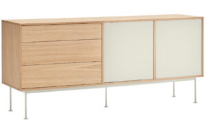 Kr&eacute;mově b&iacute;l&aacute; dubov&aacute; komoda Teulat Yoko 180 x 45 cm