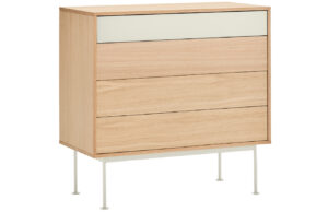 Kr&eacute;mově b&iacute;l&aacute; dubov&aacute; komoda Teulat Yoko 90 x 45 cm