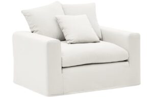 Kr&eacute;mově b&iacute;l&eacute; čalouněn&eacute; křeslo Kave Home Nora 140 cm