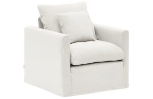 Kr&eacute;mově b&iacute;l&eacute; čalouněn&eacute; křeslo Kave Home Nora 92 cm