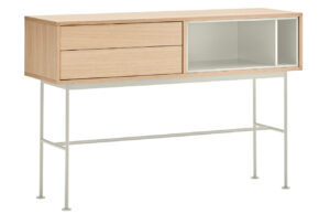 Kr&eacute;mově b&iacute;l&yacute; dubov&yacute; toaletn&iacute; stolek Teulat Yoko 120 x 35 cm