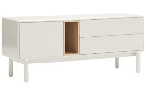 Kr&eacute;mově b&iacute;l&yacute; lakovan&yacute; TV stolek Teulat Corvo 140 x 40 cm