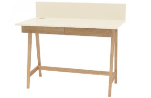 Kr&eacute;mově b&iacute;l&yacute; lakovan&yacute; pracovn&iacute; stůl RAGABA LUKA 110 x 50 cm