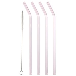 Lyngby Glas Set čtyř růžov&yacute;ch skleněn&yacute;ch brček Sippy