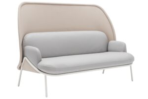 MDD B&eacute;žovo-&scaron;ed&aacute; dvoum&iacute;stn&aacute; pohovka Mesh 184 cm s b&iacute;lou podnož&iacute;