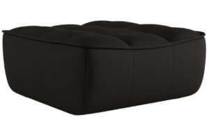 Maison Heritage Čern&aacute; kožen&aacute; podnožka Moni 90 x 83 cm