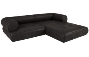 Maison Heritage Čern&aacute; kožen&aacute; rohov&aacute; pohovka Lily 261 cm