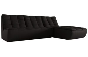 Maison Heritage Čern&aacute; kožen&aacute; rohov&aacute; pohovka Moni 246 cm