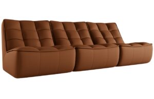 Maison Heritage Hněd&aacute; kožen&aacute; pohovka Moni 249 cm