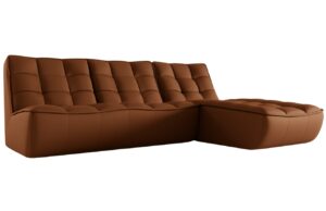 Maison Heritage Hněd&aacute; kožen&aacute; rohov&aacute; pohovka Moni 246 cm